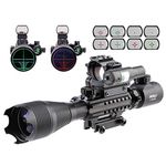 Pinty 4-in-1 4-16x50 EG Tactical Rifle Scope Kit, Dot Laser, Optics Red and Green Dot Reflex Sight, 45 Degree Offset Rail Mount