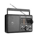 Retekess TR626 Portable Radio Mains and Battery,Transistor Radio FM AM LW SW with Excellent Reception,Bluetooth,Headphone Jack,Large Speaker,for the Elderly (Black)