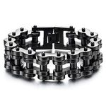 COOLSTEELANDBEYOND Heavy Sturdy Mens Motorcycle Chain Bike Chain Bracelet of Stainless Steel Silver Color Polished, Medium, Stainless Steel, not-applicable