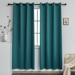 YGO Room Darkening Thermal Insulating Blackout Curtain Set Window Treatment Energy Efficiency Solid Grommet Blackout Drapes for Living Room Bedroom W52 x L84 inch2 Panels Teal