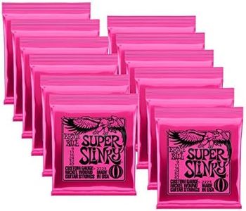 Ernie Ball Super Slinky Electric Guitar Strings, Nickel Wound, Lot/12, P02223