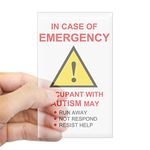 CafePress Autism Emergency Warning Sticker For Home Rectangle Bumper Sticker Car Decal