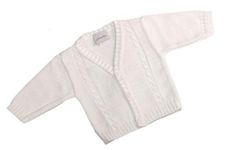 Dandelion Baby Boy Cable Knitted Bolero Cardigan for Newborn - 18 Months (6-12 Months, White)