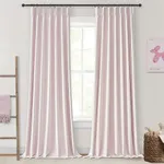 Baby Pink Linen Nursery Curtains 2 Panels Pinch Pleated 102 Inches Long, Thermal Blackout Curtains White Backing Princess Room Darkening Drapes Fabric Thick for Bedroom Windows Treatment(40"Wx102"L)