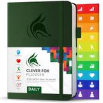 Clever Fox Planner Daily – Best Agenda & Daily Calendar to Boost Productivity & Hit Your Goals – Gratitude Journal Personal Daily Organizer – 14.5x21cm, Lasts 6 Months, Undated, Forest Green