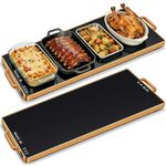 Electric Heating Tray (L 32" x 12"), Food Warmers for Buffet Parties with Thermostat and Full Surface Heating, Tempered Glass Food Heating Mat