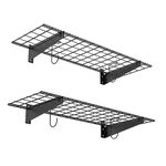 TORACK 2 Pack Garage Storage System Shelves, 15" x 45" Wall Mounted Wire Shelves for Storage Heavy Duty Garage Wall Shelving(Pack of 2, Black)