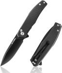 FLISSA Folding Pocket Knife, 4.5" G10 Handle EDC Knife with D2 Steel Blade, Button Lock and Pocket Clip, Tactical Knives for Men Women, Uesd for Outdoor, Survival, Hunting and Camping (Black)