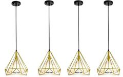 CRAFTSDEC 40 Watts Pendant Lights with White Shade Chandelier|Hanging Ceiling Home D�cor Lamp for Living Room, Drawing Room[Bulbs Not Included] (Set of 4 Lights)