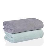 Glivary Microfiber Towels for Bath-Soft Towel with Hook Quick Dry Super Absorbent-Bath Towel for Men and Women(70 x 140 cm) (Grey/Green),300 tc