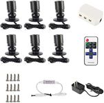 DEDC 6pcs LED Mini Spot Light, 3000K Under Cabinet Lights, Mini Spotlights for Showcase Displays Jewelry Model (Warm White-Remote Control-U.S. Plugs-Base Unslotted)