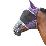 Shires Deluxe Horse/Pony Fly Mask With Nose Fringe, UV Protection (Cob, Purple)