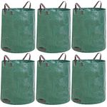 JERIA 6-Pack 72 Gallons Reusable Garden Waste Bags with 4 Handles ,Lawn Pool Garden Heavy Duty Waste Bag for Loading Leaf,Trash ,Yard Waste Bags (H30" X D26")