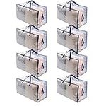 VENO 8 Pack Heavy Duty Oversized Storage Bag for Moving, College Dorm, Traveling, Camping, Christmas Decorations, Packing Supplies, Organizer Tote, Reusable and Sustainable (Clear, 8 Pack)