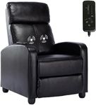 Phoenix Home Massage Recliner Chair, Modern Single Sofa Recliners with Padded Backrest and Thick Seat Cushion, PU Leather Recliner Chair for Living Room, Home Theater, Black