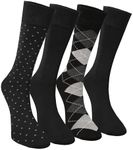 FOURSOLOS Men’s Viscose Bamboo Crew Socks, 4-Pack, Non-Binding, Breathable, Soft, Durable, Ideal for Work, Everyday Wear