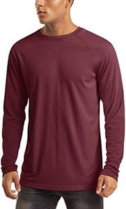 MAGCOMSEN Mens Swim Shirt Long Sleeve Shirts Athletic Hiking Workout Shirts Quick Dry Baselayer Shirt Tee Rash Guard Wine