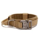 G-raphy Dog Collar with Genuine Cobra Buckle, Outdoor Tactical Training Military Dog Collar - Nylon Adjustable Dog Collar with Control Handle (M, Brown)