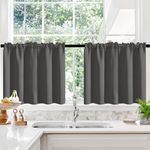 Deconovo Room Darkening Curtains for Basement, Cafe Curtains 30 Inch Length, Bathroom Curtains Window, Small Thermal Insulated Window Curtains for Kitchen, 2 Panels, Dark Grey, W42 x L30