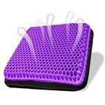 Gel Seat Cushion, Double Thick Breathable Seat Cushion Cool Gel Cushion Honeycomb Design,Breathable Lumbar Cushion With Non-Slip,Pressure Pain relief Gel Cushion For Home Office Chair Car Wheelchair