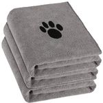 Puomue 3 Pack Microfiber Dog Towels for Drying Dogs, Super Absorbent and Soft Pet Grooming Towel, 40 Inch X 23.6 Inch, Perfect Dog Drying Towels for Large, Medium or Small Dogs, Grey
