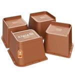 MYMULIKE Bed Risers 4 inch Heavy Duty Furniture Risers, Up to 6000 Lbs Bed lifts Blocks for Couch Desk Sofa Table Bookshelf（Brown 4 Pack, 4 inch）