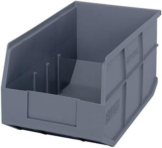 Sturdy Essentials Open Front Plastic Storage Bins, Space-Saving Stackable Bins for Home or Industrial Use, 14" x 8.25" x 7", 12 Pack - Grey