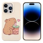 JOYLAND Cute Capybara Pattern Phone Case for iPhone 7/8/SE(2020),Kawaii Animal Printed White Liquid Silicone Case Soft Shockproof Protection Case with Soft Microfiber Lining for iPhone 7/8/SE(2020