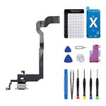 CYKJGS for iPhone X Charging Port Replacement OEM for iPhone 10 White Headphone Flex Cable Port Dock Connector USB Charge Assembly Microphone Antanna with Repair Tool Kit for A1865 A1901 A1902