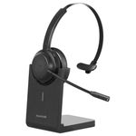 Avantalk Alto Solo - Wireless Headset with Microphone for Work, Headphones with Qualcomm Bluetooth Solution, CVC Noise-Canceling for PC, Computer & Laptop, Charging Stand, Mute Button, Wired Option