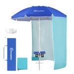 Grandekor Beach Umbrellas for Sand Heavy Duty with shades, Wind 7FT,Dark Blue