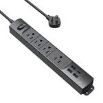 TROND Surge Protector Power Bar USB C, 3ft Short Extension Cord Indoor, Slim Power Strip Flat Plug, 4 Outlets 4 USB Ports, 1440 J, Wall Mount, Home Office Supplies Dorm Room Travel Essentials