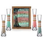 Anglechic Wedding Unity Sand Ceremony Kit Unity Sand Set for Wedding with Wood Box 4 Sand Ceremony Vase 4 Unity Sand Wedding Sand Ceremony Sets for Weddings Bridal Party (Tree, Bright Color)