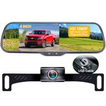 Rohent Rear View Mirror Camera - 5'' Monitor HD 1080P Backup Camera Easy Install IP69 Waterproof Clear Night Vision DIY Guide Lines for Car Truck Minivan SUV - N01