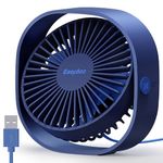 EasyAcc USB Fan, USB Desk Fan, 5.9m/s Powerful Desk Fan Mini Desktop USB Desk Fan Speeds Small Table Fans Silent Cooling Fan USB-Powered for Home Office - Blue