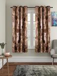 Amazon Brand - Solimo Polyester Blackout Printed Window Curtains (Pack of 2, 5 FEET, Brown)