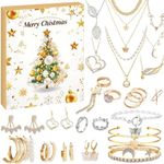 Fashion Jewelry Christmas Advent Calendar, DIY Necklace Bracelet Ring Earrings Set, 24 Days Christmas Surprise Gift, 2024 Calendar Countdown Party Gift for Girls Woman (G-07)