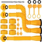 Gas Can Spout Replacement,Gas Can Nozzle,(3 Kit-Yellow) Bendable Tubes,Easy Pour Nozzle Can Spouts,6 Screw Collar Caps with Gas Can Vent Caps,Fuel Can Spout,Gas Tank Nozzle (Yellow)