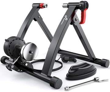 Sportneer Bike Trainer - Magnetic Stationary Bike Stand for 26-28" & 700C Wheels - Adjustable 6 Level Resistance Bike Trainer Stand for Indoor Riding with Quick Release Lever & Front Wheel Riser Block