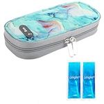 YOUSHARES Insulin Travel Cooler Case with 2 Mini Ice Packs Handy Insulin Pen Cooler Travel Case Diabetes Bag for Syringe Needle,Ozempic, Epi Pen, Diabetic Supply and Medication Cooler (Pattern Green)