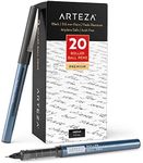 ARTEZA Rollerball Pens Fine Point, Set of 20 Black Liquid Ink, Extra Fine 0.5 mm Needle Tip Pen, Make Precise Lines