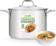 NutriChef 8-Quart Stainless Steel Stock Pot - 18/8 Food Grade Stainless Steel Heavy Duty Induction - Stock Pot, Stew Pot, Simmering Pot with See-Through Lid, Dishwasher Safe - NCSP8