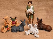 KariGhar Resin 7 Pcs Animals Set with The Shepherd for Christmas Nativity Scene, Crib Set Decoration,kudil Set, Various Other Decoration and Gifting, 8 Inch