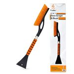 EcoNour 27 Inch Snow Brush with Scrapper for Car | Scratch-Free Bristle Head and Ice Scraper for Car Windshield with Aluminum Body | Tough Ice Scrapper with Ergonomic Foam Grip for Cars, Truck, SUVs