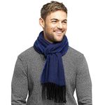 Rjm Mens Fine Soft Herringbone Textured Weave Scarf (Blue)