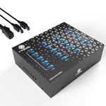 20 - Port USB 3.0 Splitter Hub with Power Supply - High Speed Data Transfer for Desktop, Laptop, HDD, PC - Expand and Speed Up to 5 Gbps - Industrial Grade Hub Compatible with External Drives