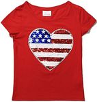 HH Family 4th of July Shirts for Girls Patriotic American Flag Kids Outfit Clothing (Flip Shirt, 4)