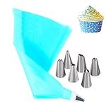 Piping Bags and Nozzles Set Cake Decorating Supplies Kit Silicone Icing Piping Cream Pastry Bag 6 Piping nozzles,1Coupler Cake DIY Reusable Piping Bags Nozzles Cupcakes Icing Bags Nozzles Flower