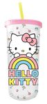 Silver Buffalo Sanrio Hello Kitty Plastic Tall Cold Cup with Lid and Straw, 20 Ounces