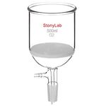 StonyLab Borosilicate Glass Buchner Filtering Funnel 500 mL with Medium Frit(G2), 94mm Inner-Diameter, 100mm Depth, with 24/40 Standard Taper Inner Joint and Vacuum Serrated Tubulation (500 mL)